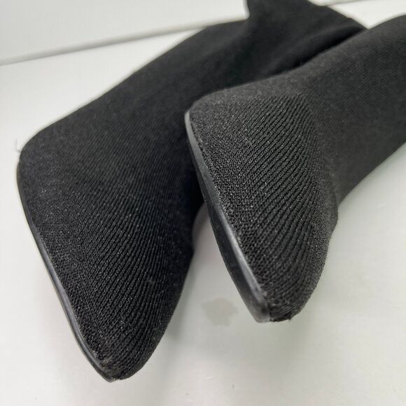 Women's Pointed Toe Stiletto Ankle Boots Slip On Stretch Booties Black Size 9.5 - Picture 6 of 12